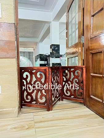 Incredible Arts Wooden Freestanding Fold-able Safety Gate for Child, Step Over Fence, Kids Safety Gate for The House, Doorway, Stairs, Extra Wide (Espresso, 24X54 inch 3 Panels)