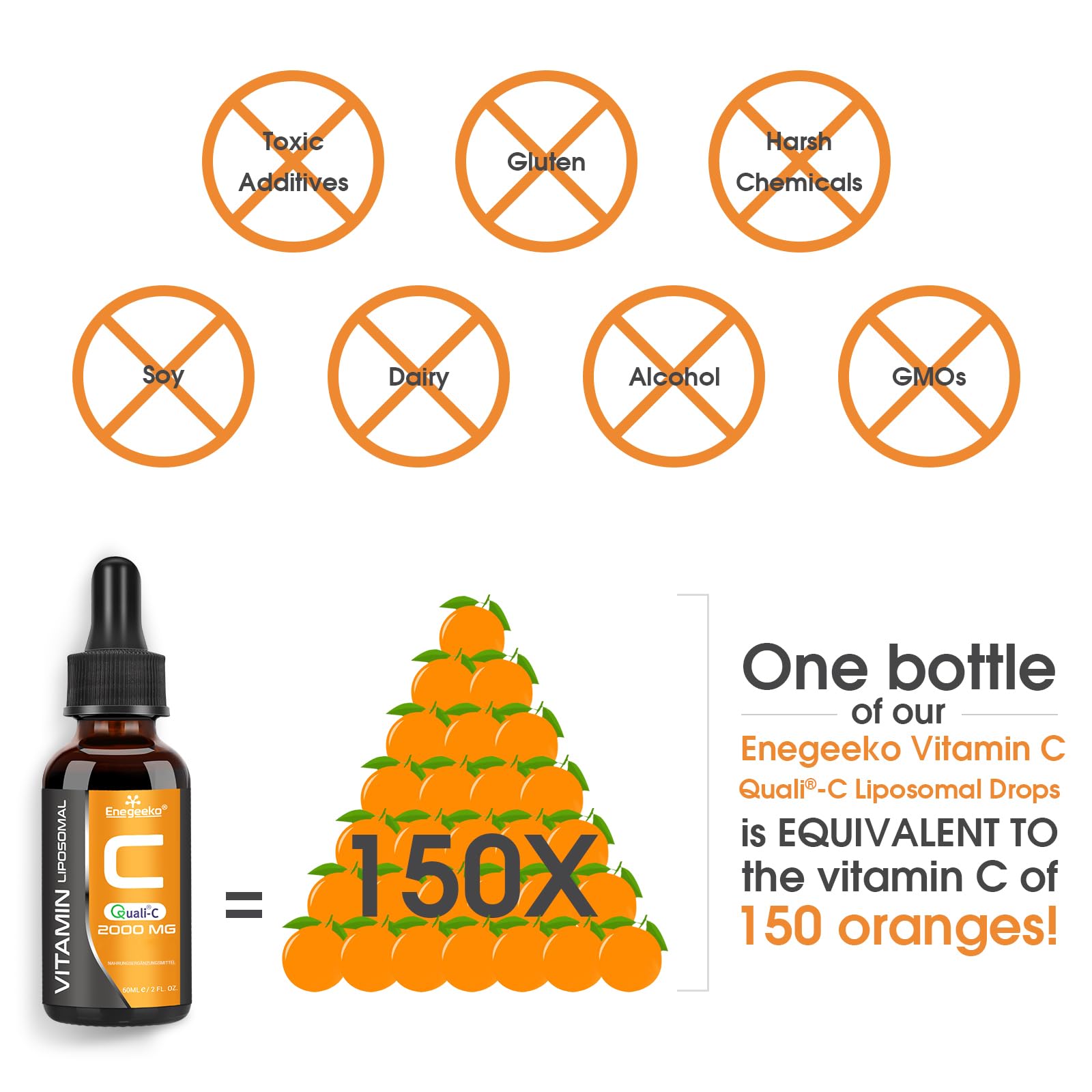 Liposomales Vitamin C 2000 mg mit Quali-C | Nicht GVO | pH-neutral | Vegan, Tropfen (60 ml (1er Pack))