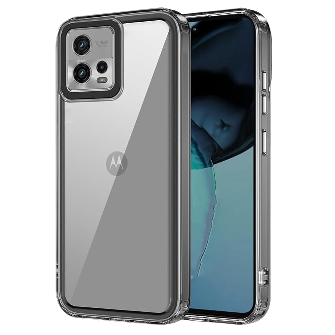 amazon basics Back Case Cover for Motorola Moto G72 (TPU + PC_Black)