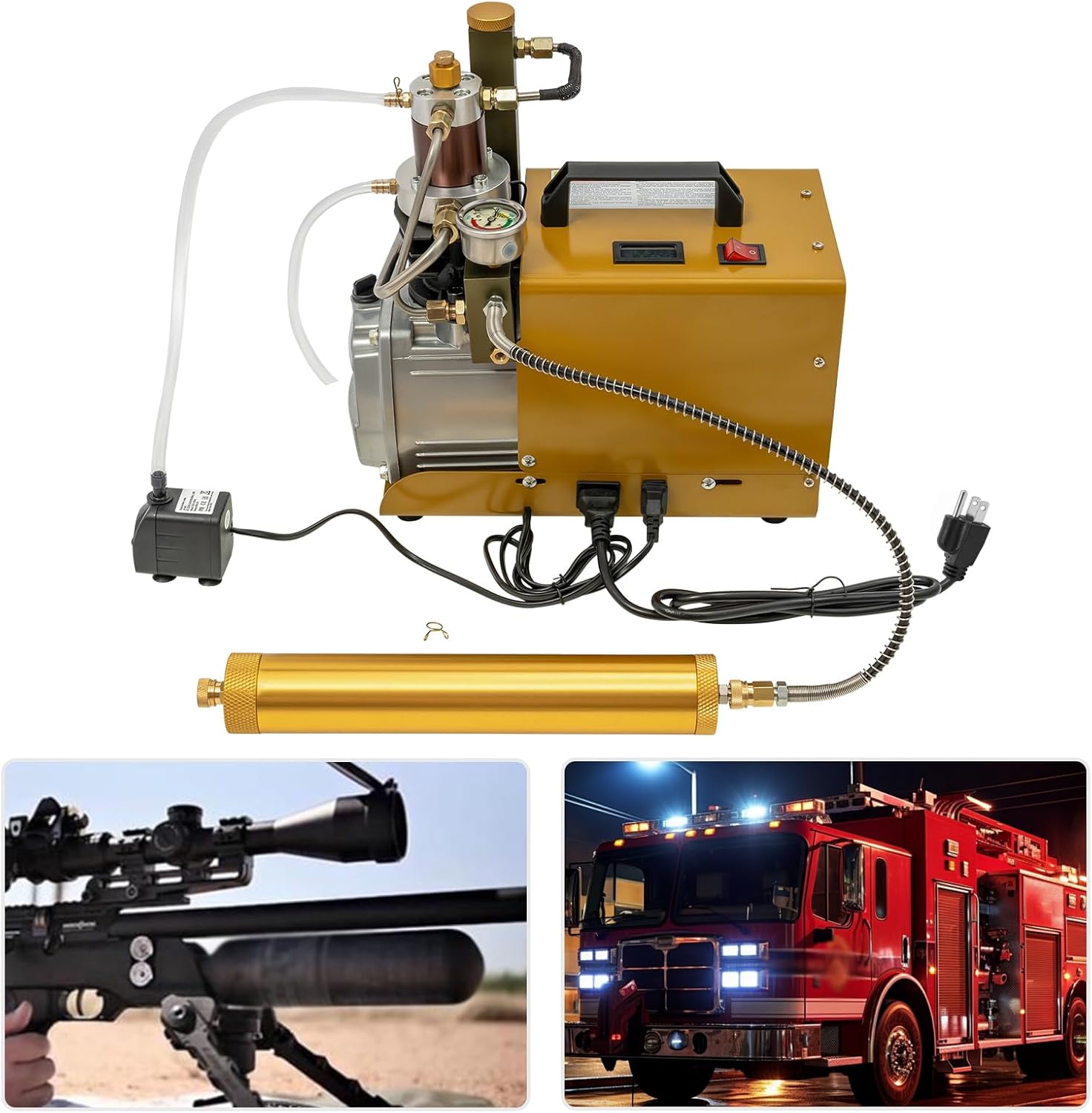 4500Psi Electric Air Compressor Pump, 30Mpa High Pressure Scuba Diving Pump With Auto Release Pressure & Temp-Display Screen, Water-Cooling PCP Air Pumps For Pipeline Tire Inflation Diving Bottles Etc