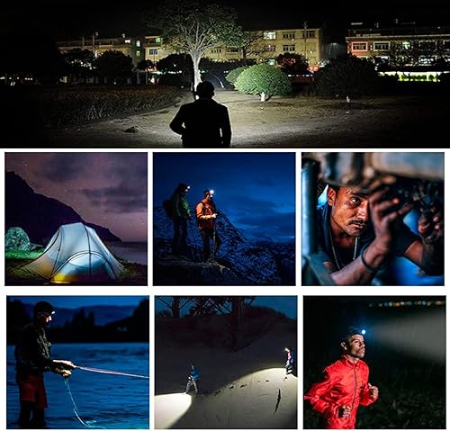 Miniatura 7 de Linterna frontal recargable, linterna LED de alto lúmenes con sensor de movimiento, impermeable, con zoom, faro al aire libre para acampar,