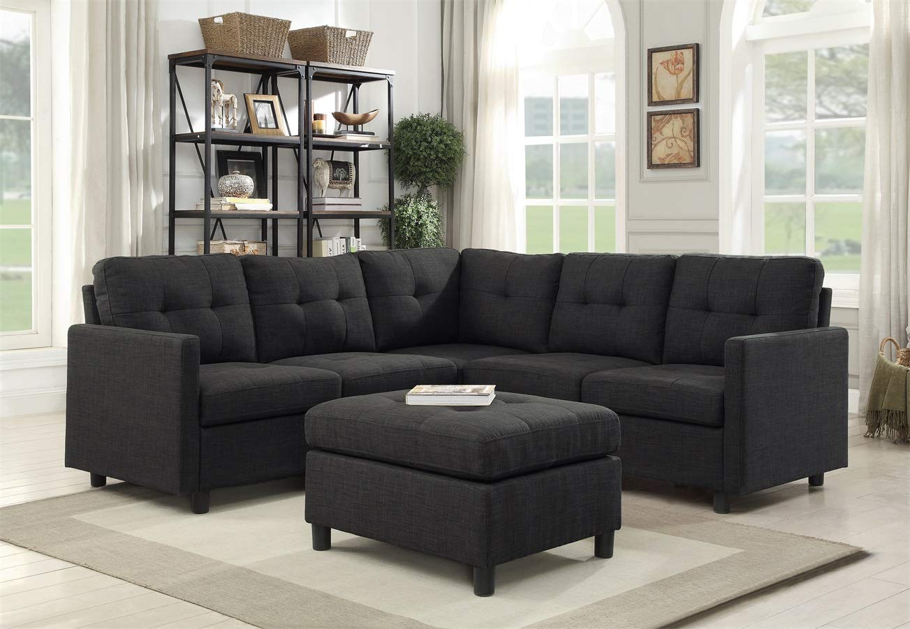 Buy Modular Corner Sectional with Ottoman LShaped Couch Set 5 Seat