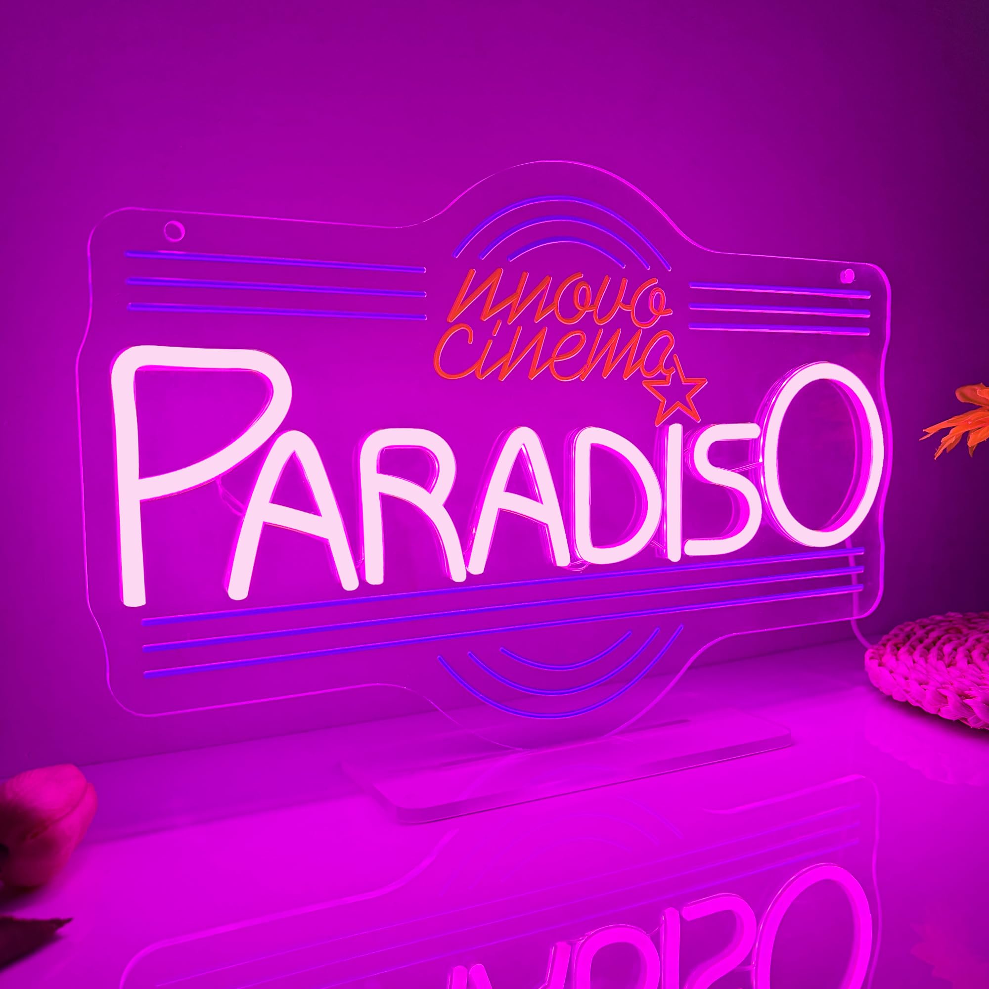 Allball Insegna al neon del cinema Paradiso, luce al neon a LED alimentata tramite USB, dimmerabile, per home cinema, decorazione per feste notturne, regalo per amanti del cinema (40 x 25 cm)