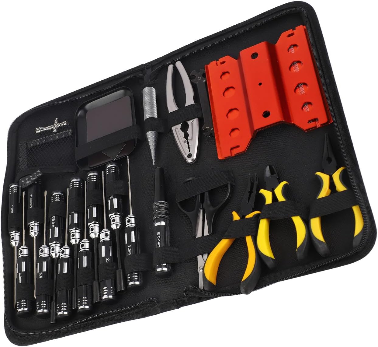 RC Tools Kit 44 in 1, Electronics Repair Tool Kit with Ergonomic Screwdriver Set, High Speed Steel Auto Repair Tools for RC Cars Trucks Drones Helicopters and Hobby