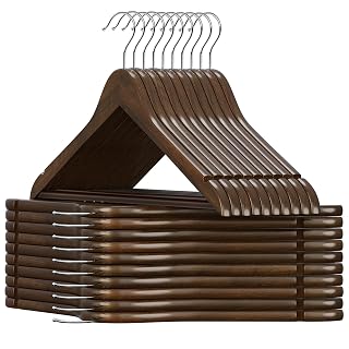 20 Pack Wooden Coat Hangers, 360° Swivel Hook, Suit Hangers with Anti-Slip Notches, for Jackets, Shirts, Dress, Dark Walnut, UAWY0520H - Amazon product rated Grade A