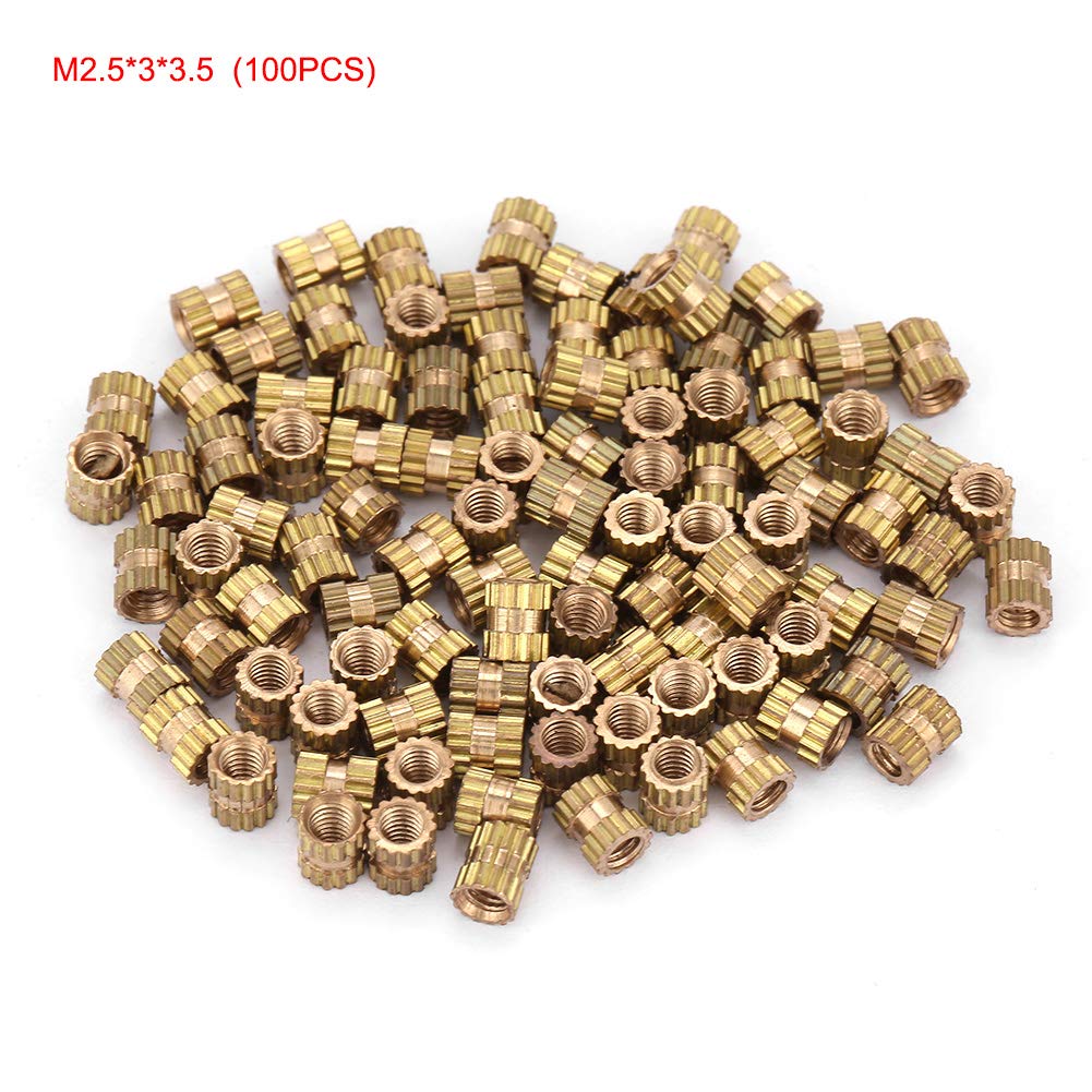 Embedded Threaded Nut Threaded Inserts Embedded Nut, M2.5 Brass Cylinder Knurled Insert Nut ...