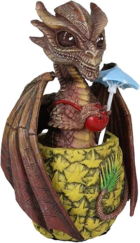 Miniatura 7 de Ebros Gift Figura de dragón de piña tropical de Tiki Mai Tai, bebida de alcohol borracho, 6.25 pulgadas de alto, medieval renacentista de fantasía,
