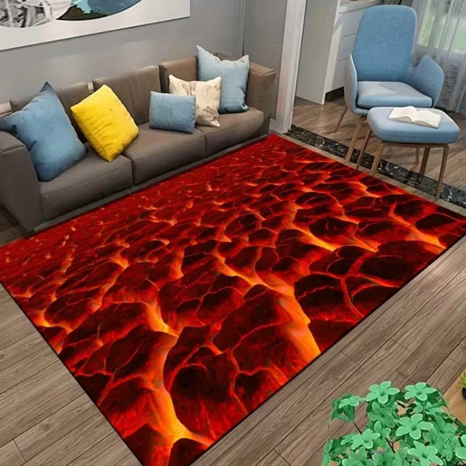 Tapis Flammes à Illusion Optique Grand Confort Moelleux et Antidérapant 160x230