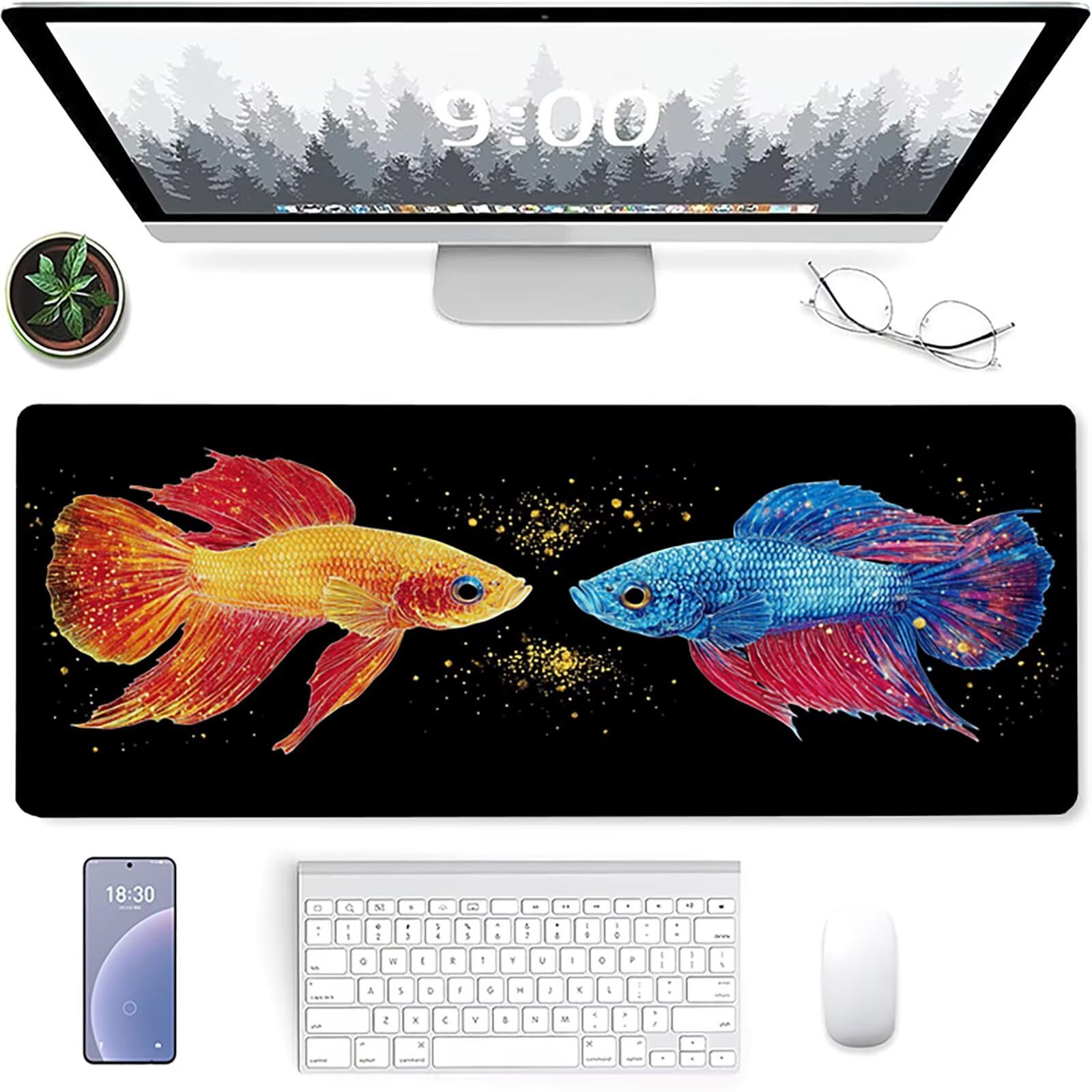 Podkładka pod mysz XXL 1200 x 600 x 3 mm, czarna podkładka pod mysz wędkarska ze zszytymi krawędziami, antypoślizgowa gumowa podstawa rozszerzona podkładka pod mysz do gier na pad do biura akcesoria