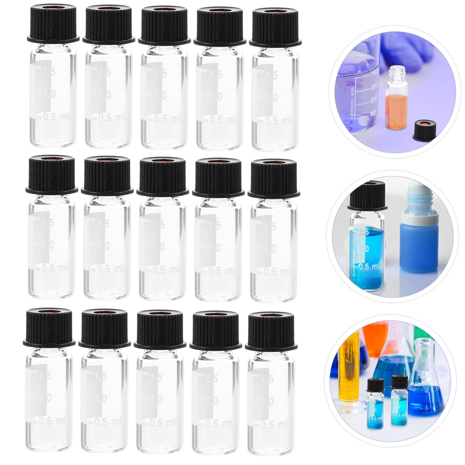 PRETYZOOM Material Sintético de Vidrio 100 Botellas de 2 Ml Boca Roscada 8-425 Buen Sellado para Laboratorio y Farmacia para Muestras Líquidas