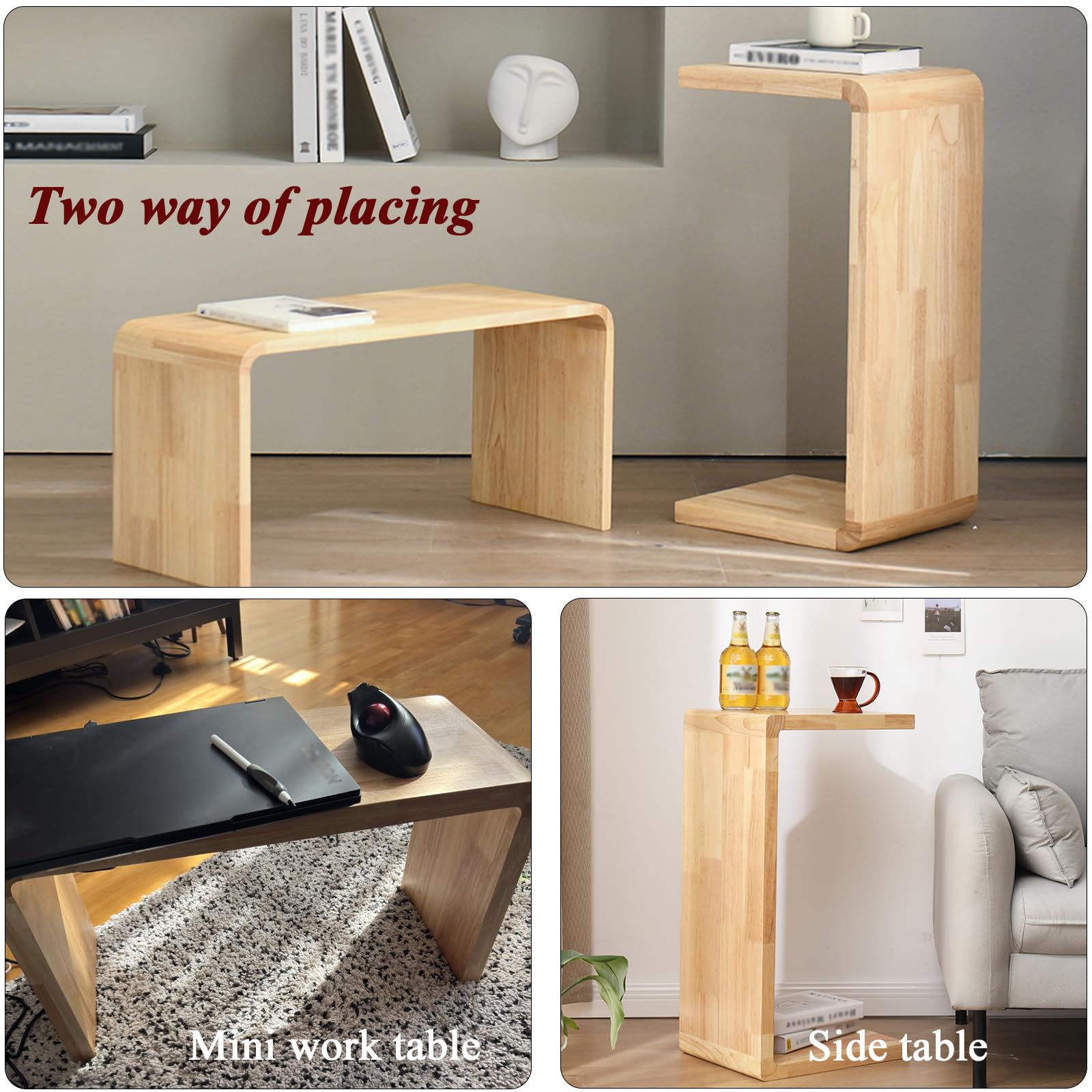 Amazon.com: TTYXSUEPT C-Shaped Side Table, Solid Wood End Table