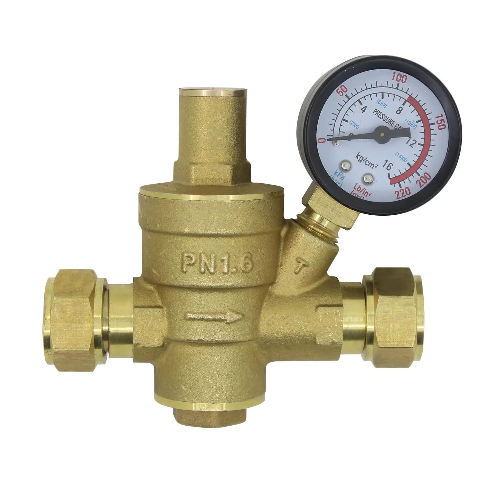 Ozliyy Brass Adjustable Pressure Reducing Valve - 1/2 Inch Water Regulator Reducer 1Pcs