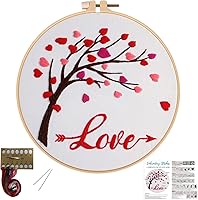 Vista 17 de Louise Maelys Kits de bordado de zorro de otoño para principiantes con patrón de animales otoñales, kit de punto de cruz para principiantes, punto