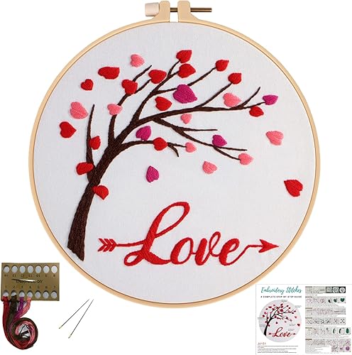 Miniatura 50 de Louise Maelys Kits de bordado cardenal para principiantes con patrón de flor de pájaro, kit de punto de cruz para adultos, kit de punto de cruz