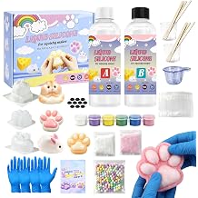 Squishy Making Kit, Squishy Toys, Make Your Own Squishies, All-in-one Beginner Kit for Squishy Maker, Squishy Maker Craft Kit with 500ml 11 Liquid Silicone, Cute Molds, Christams Stuff Gifts