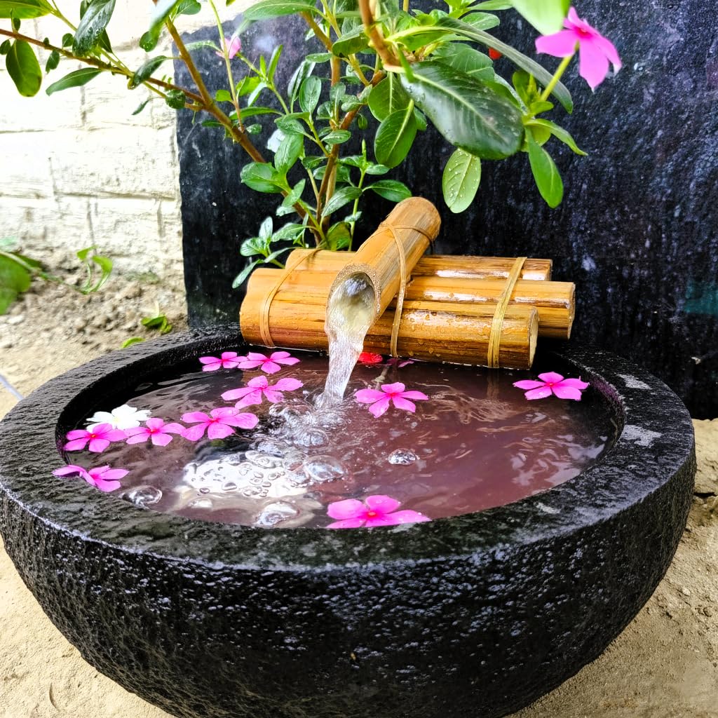 Handcrafted Bamboo Water Fountain Kit with Pump | Traditional Japanese Zen Style | Bound with Bamboo Strip for Extra Durability | Indoor/Outdoor Water Feature | (Bowl Not Included)-image-21