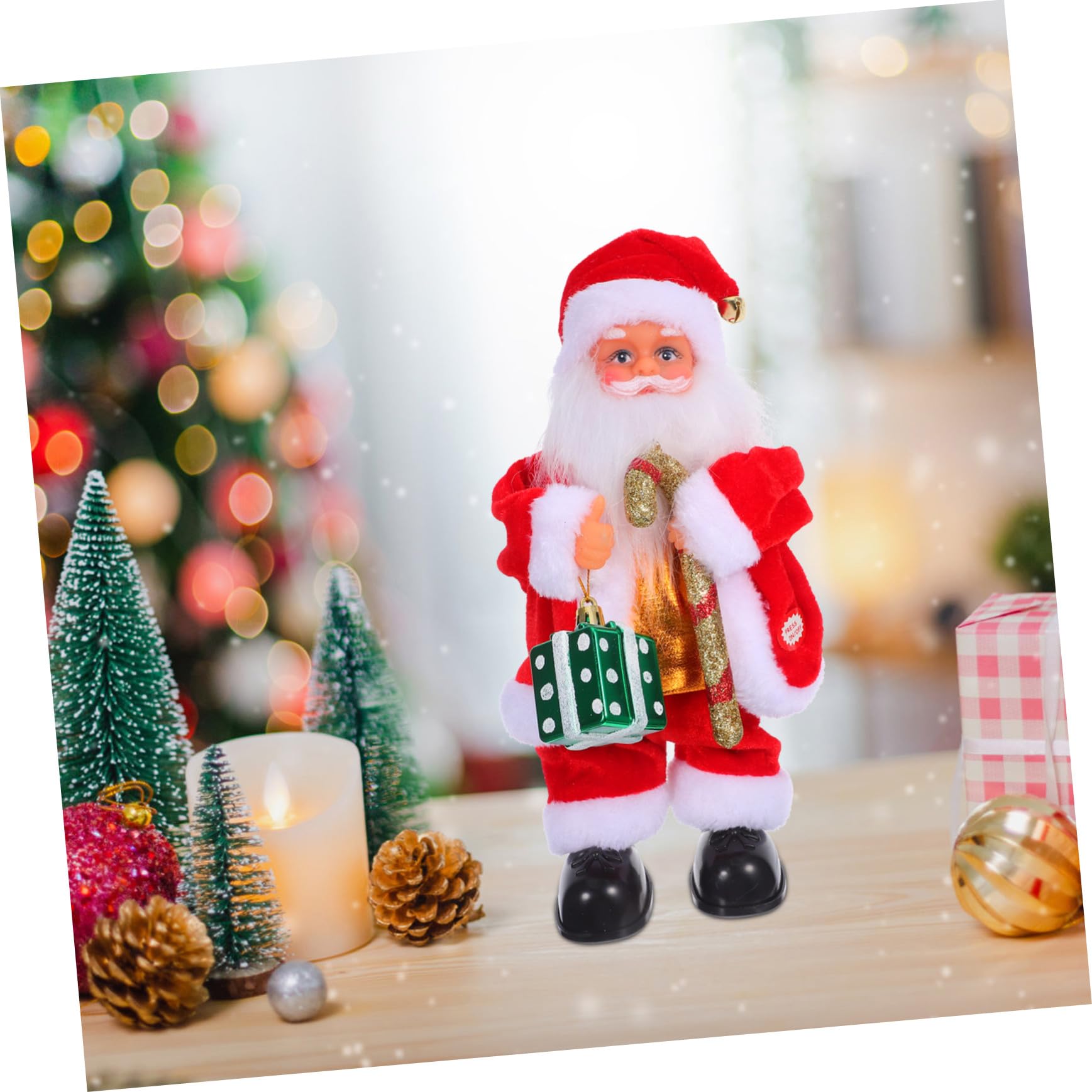 Abaodam Juguete de Papá Noel Eléctrico con Música Articulaciones Móviles para Adornos Navideños y Regalos de Fiesta de Navidad
