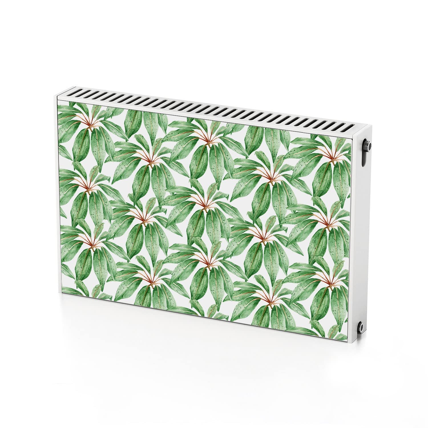Cachez un radiateur jauni avec l'aimant de radiateur 90x60 cm motif feuilles vertes