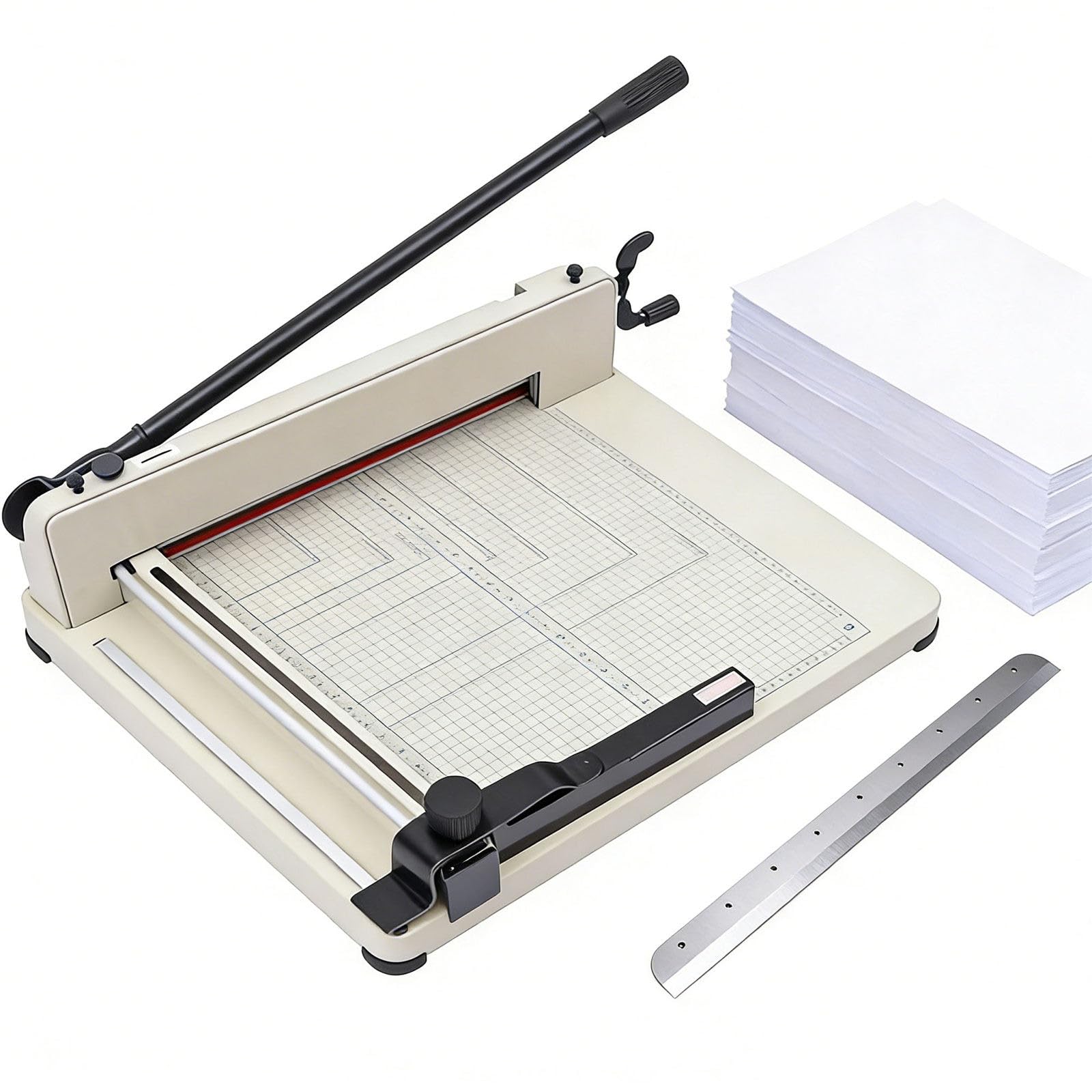 Taglierina manuale resistente, grande ghigliottina industriale per carta A4/A3, taglia fino a 400 fogli (4 cm di spessore), ideale per carta, pelle, PVC, tessuti non tessuti