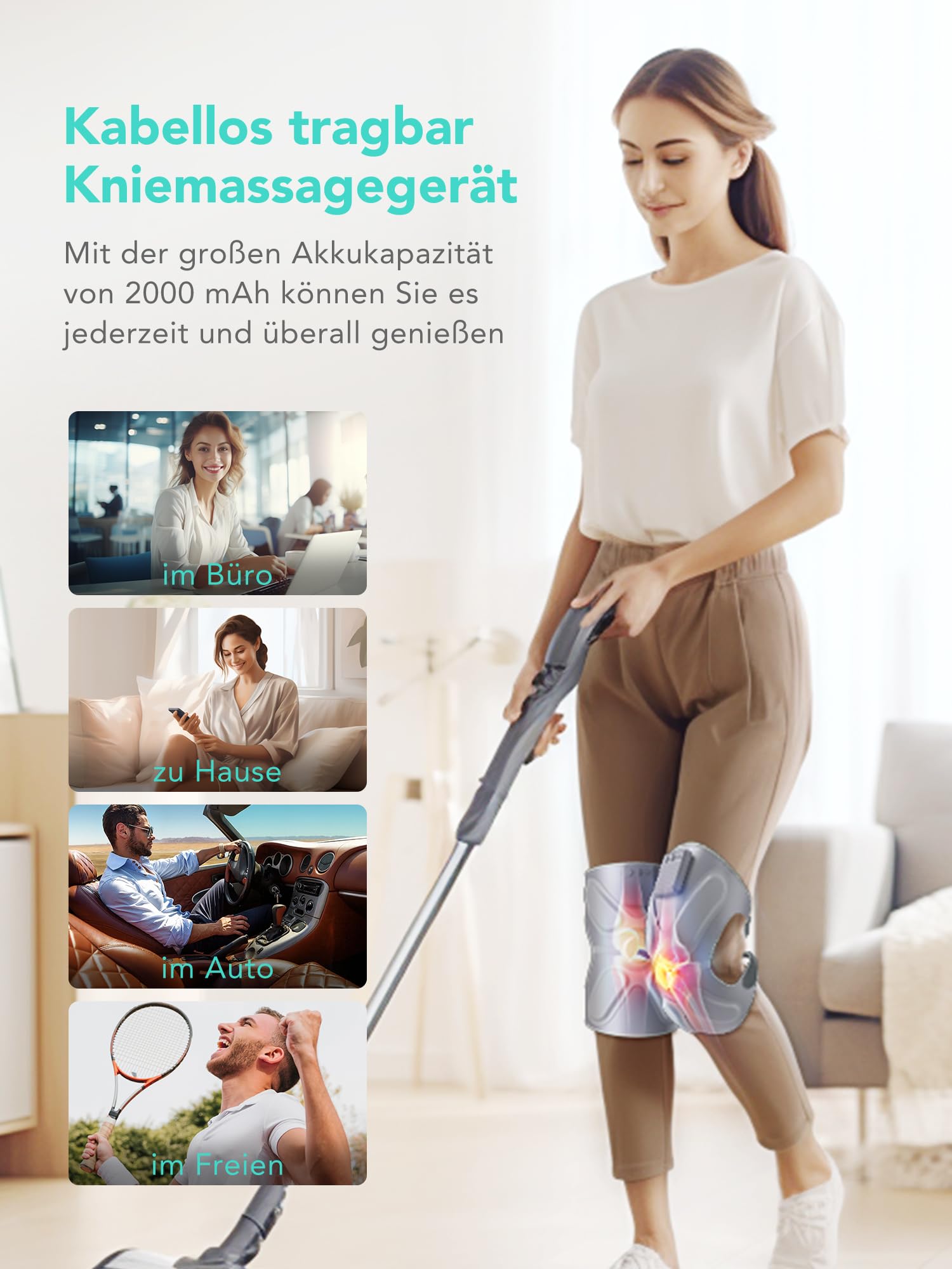 SKG Kniemassagegerät mit Wärme & Vibration, Tragbar, W3 Pro | Kniemassagegerät zur Gelenkschmerzlinderung, mit Knie-Protektoren, Geeignet für Männer und Frauen, Geschenkidee