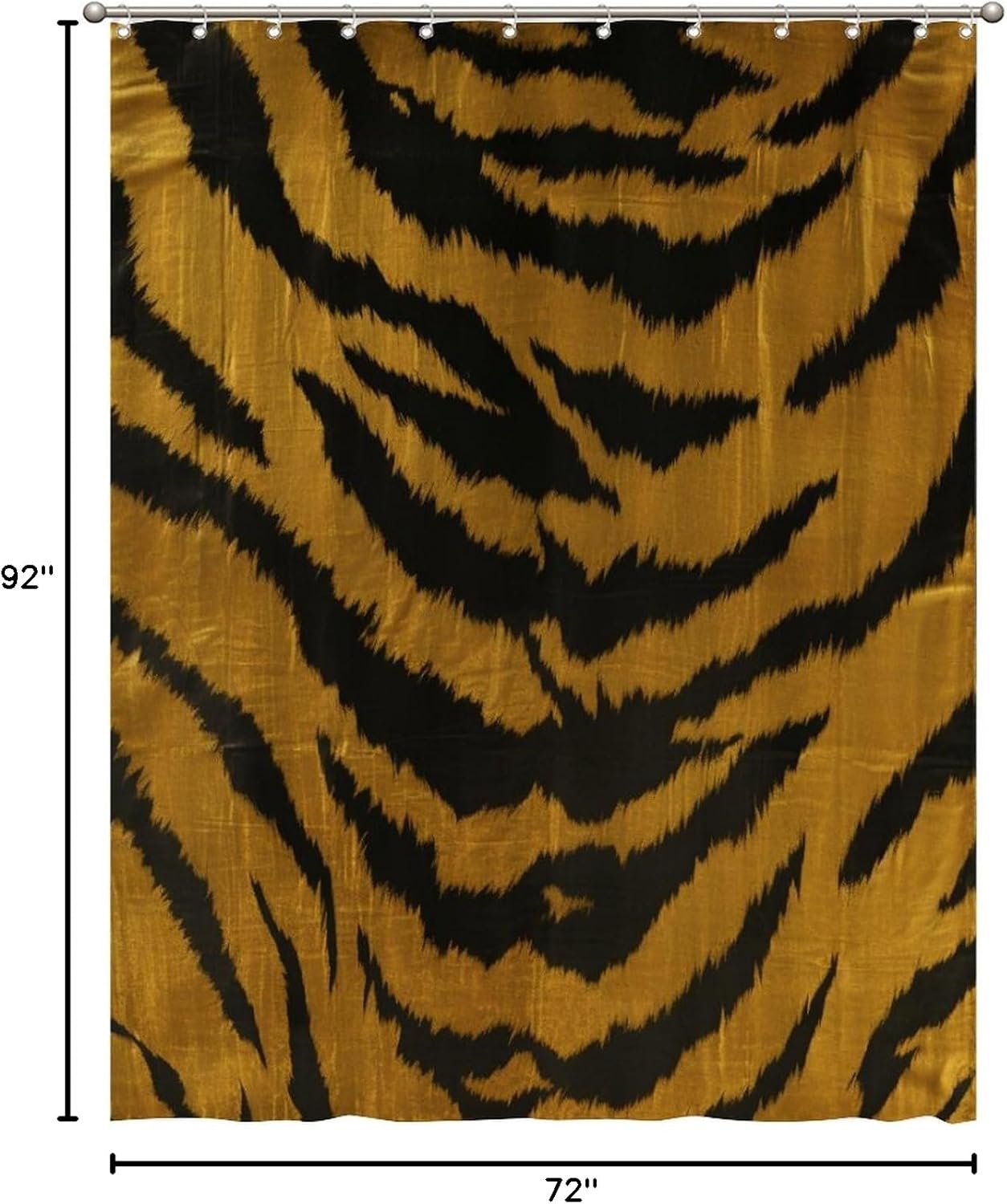 Shower Curtain Tiger Stripes Print Fabric Shower Curtain Liner Waterproof Bathtubs Decor with Hooks for Bathroom Decoration Bathroom Curtains 72x92 Inch