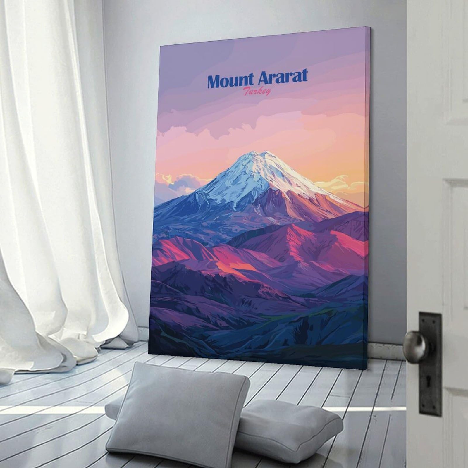 Junmoney Mount Ararat, Turkey Canvas Wall Art, 20x30inch(50x75cm), for Wall Displays, Bedrooms Or Room Updates, Ideal for Building A Coordinated Art Wall