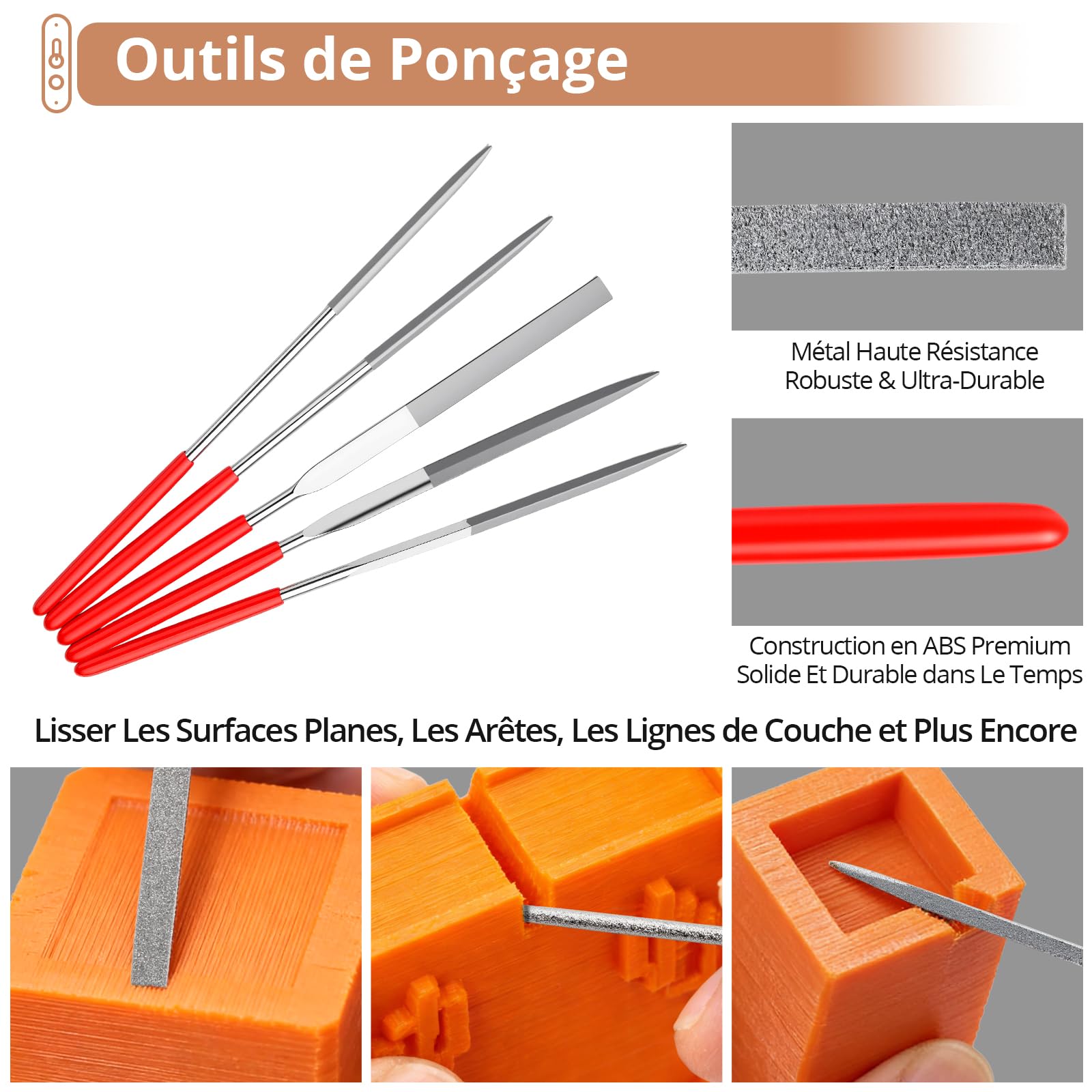 Kamtop Kit Outils Impression 3D Standard – Outils Post-Traitement Imprimante 3D avec Coupe Filament, Couteau de Précision, Spatules, Limes et Aiguilles Nettoyage Buse pour PLA ABS Résine