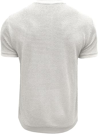 Mens Waffle Henley Shirts Basic T-Shirts 3 Button Solid Short Sleeve Summer Collarless Shirts