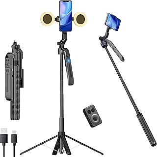 AI Auto Face Tracking Tripod with Dual Ring Lights