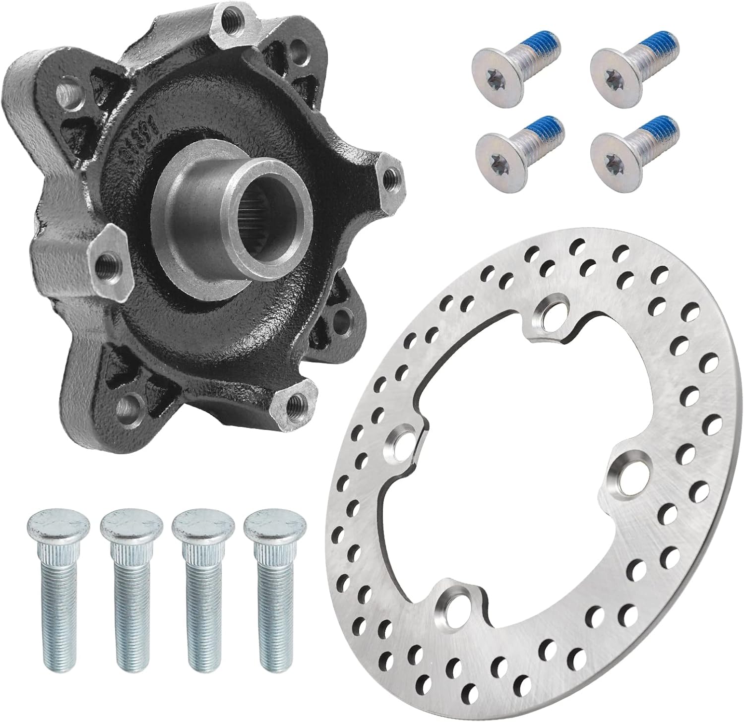 Front Wheel Hub & Brake Rotor Kit for Polaris RZR-900 RZR-800-4 RZR-570 Ranger-800 Ranger-Diesel-900 ACE-570 ACE-900, OEM# 5137659 5137539 5137127 5254999 5251565