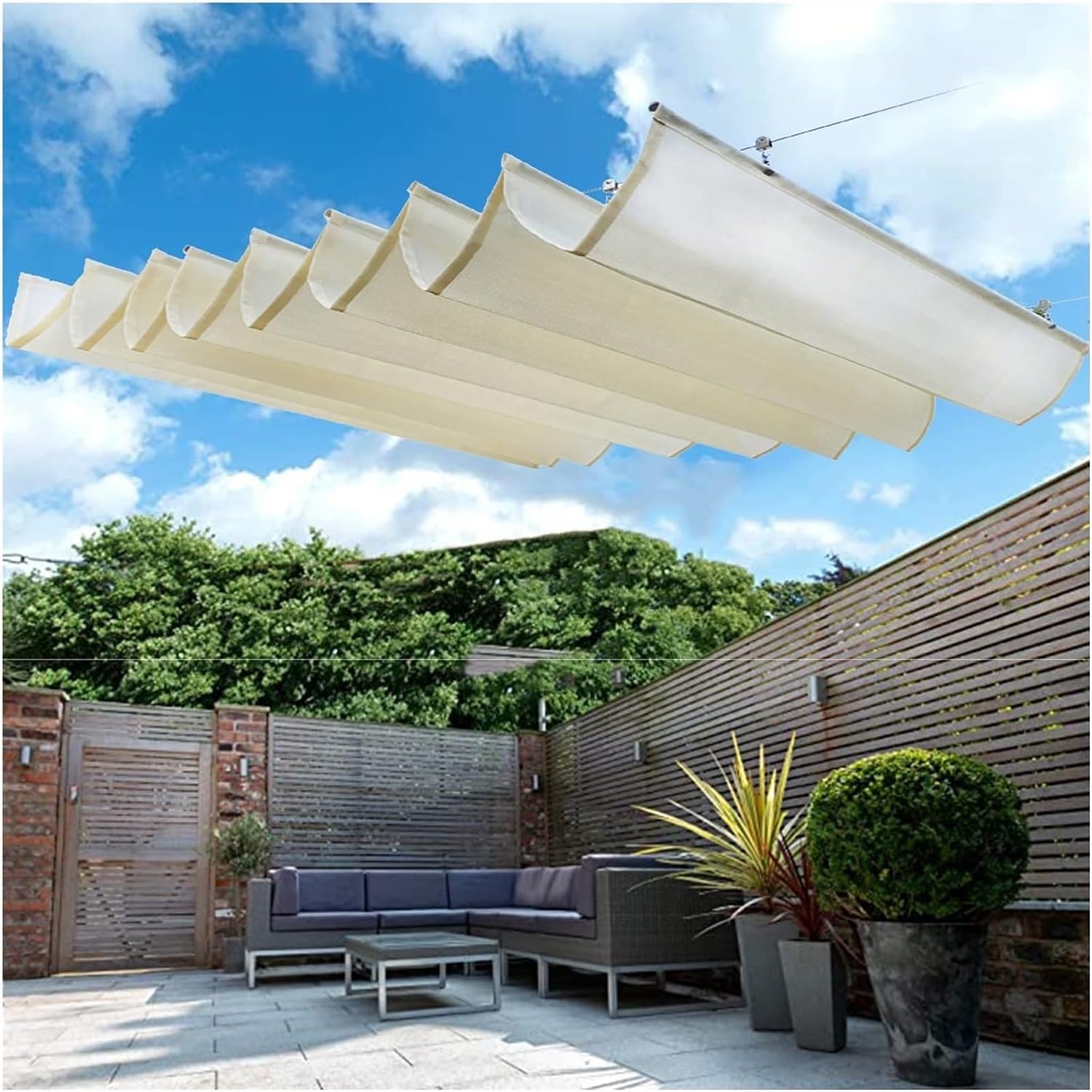 Couverture de pergola 95% rétractable avec kit de montage pour terrasse