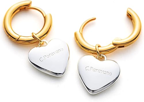 Miniatura 2 de C.Paravano Aretes de aro de oro de 18 quilates y plata esterlina para mujer