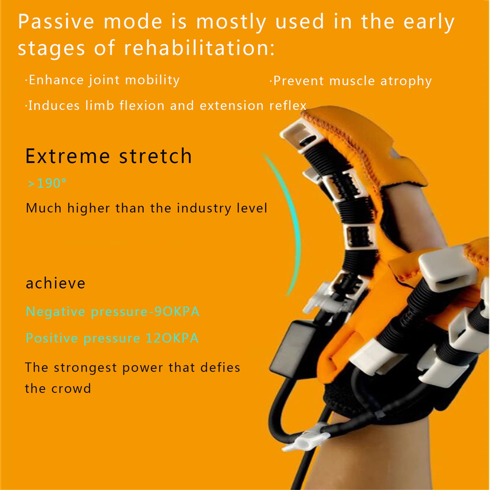 Dispositivo de Entrenamiento de Mano de Dedo eléctrico, Guantes de Robot de rehabilitación, para Entrenamiento de corrección de flexión de Dedo, Ejercicio de extensión de Dedo f