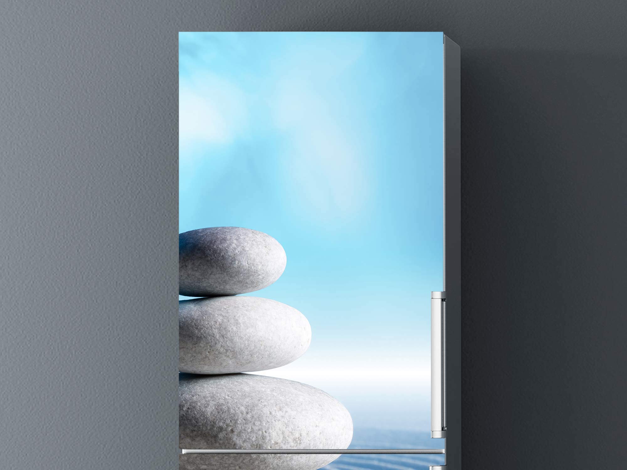 Kühlschrank-Vinyl Folie - Zen Design Mit Steinen Und Lotus