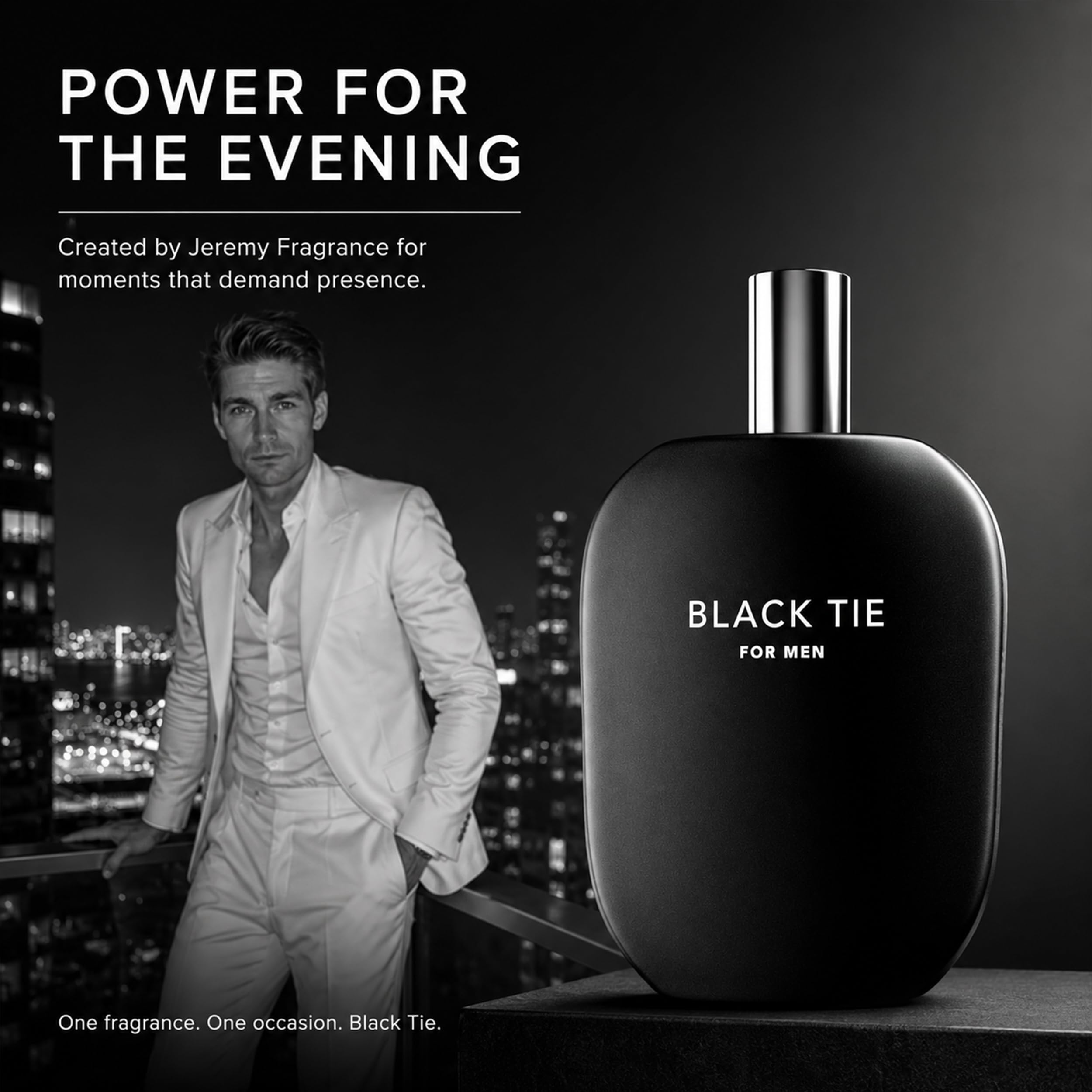 Fragrance One | Jeremy Fragrance BLACK TIE for Men | parfum masculin marquant | Masculin, Dominant, Autoritaire | Eau de Parfum pour hommes | Intense | Parfait pour le soir | Flacon de 100 ml