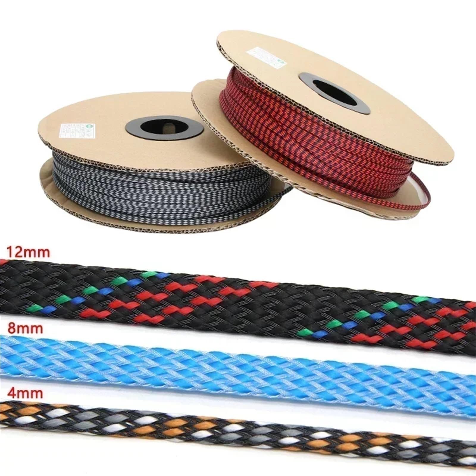 Copri Cavi Guaina for cavo da 1~50 m Treccia espansa 4 8 12 mm Avvolgicavo flessibile Guaina di protezione isolata Guaina for cablaggio(Brown Black,08mm,50 meters)