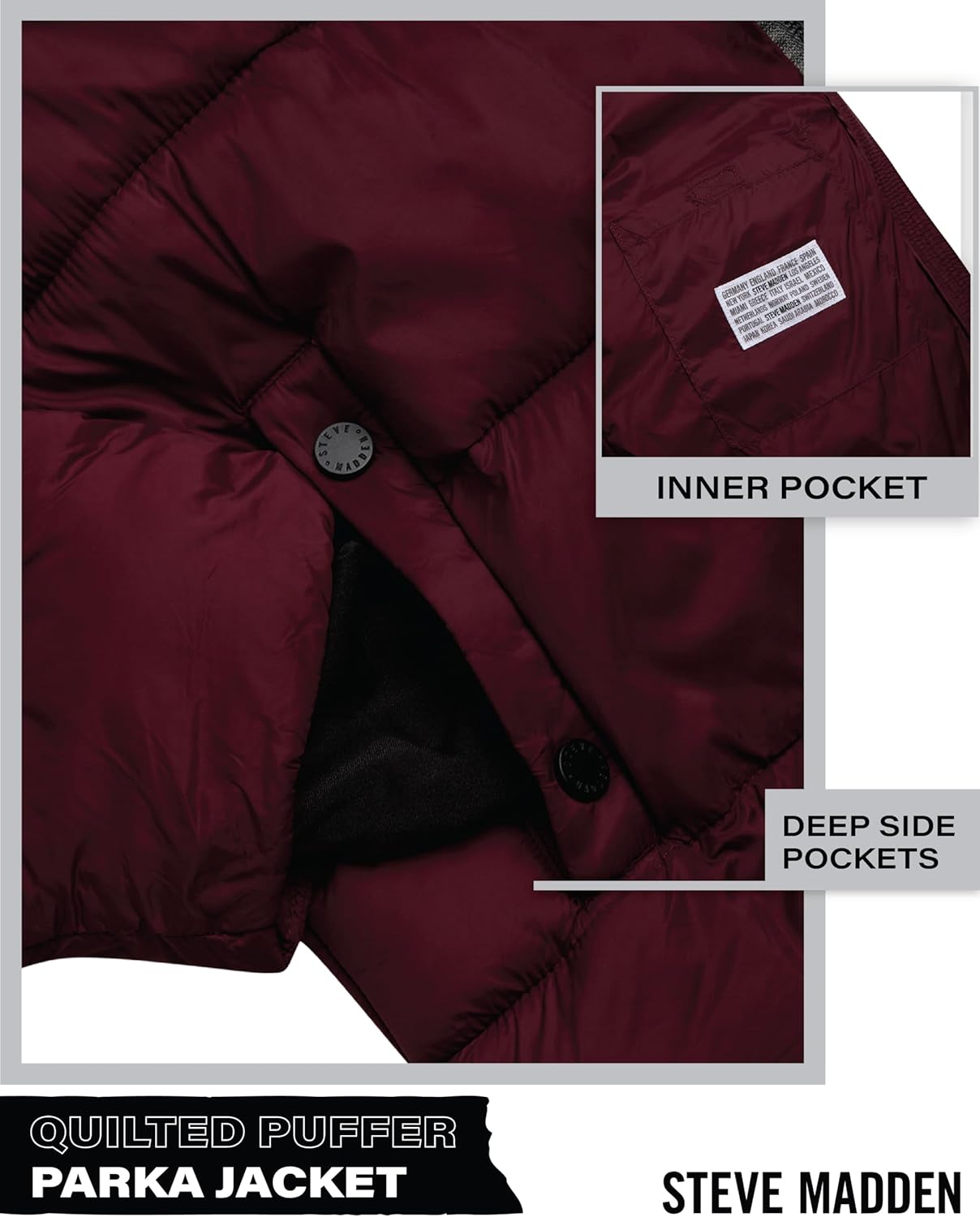 Steve Madden Womens Packable Puffer Jacket - Lightweight Wind & Water Resistant Full-Zip Insulated Winter Coats for Women - Image 4