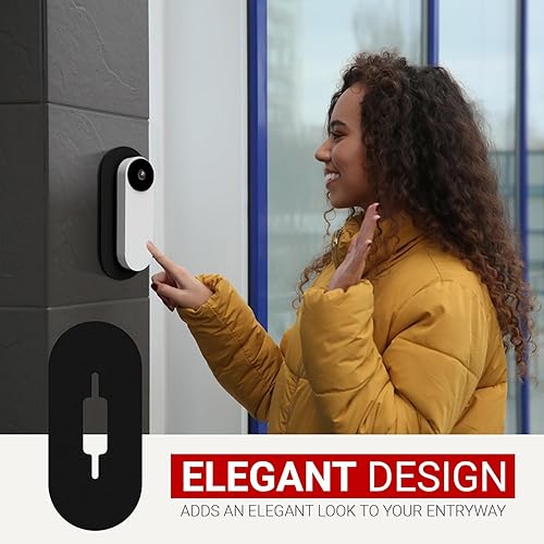 Vista 32 de Cuña de montaje en esquina de 45° compatible con Google Nest Hello Video Doorbell de 1ª generación, con cable, te permite apuntar timbre, mejor