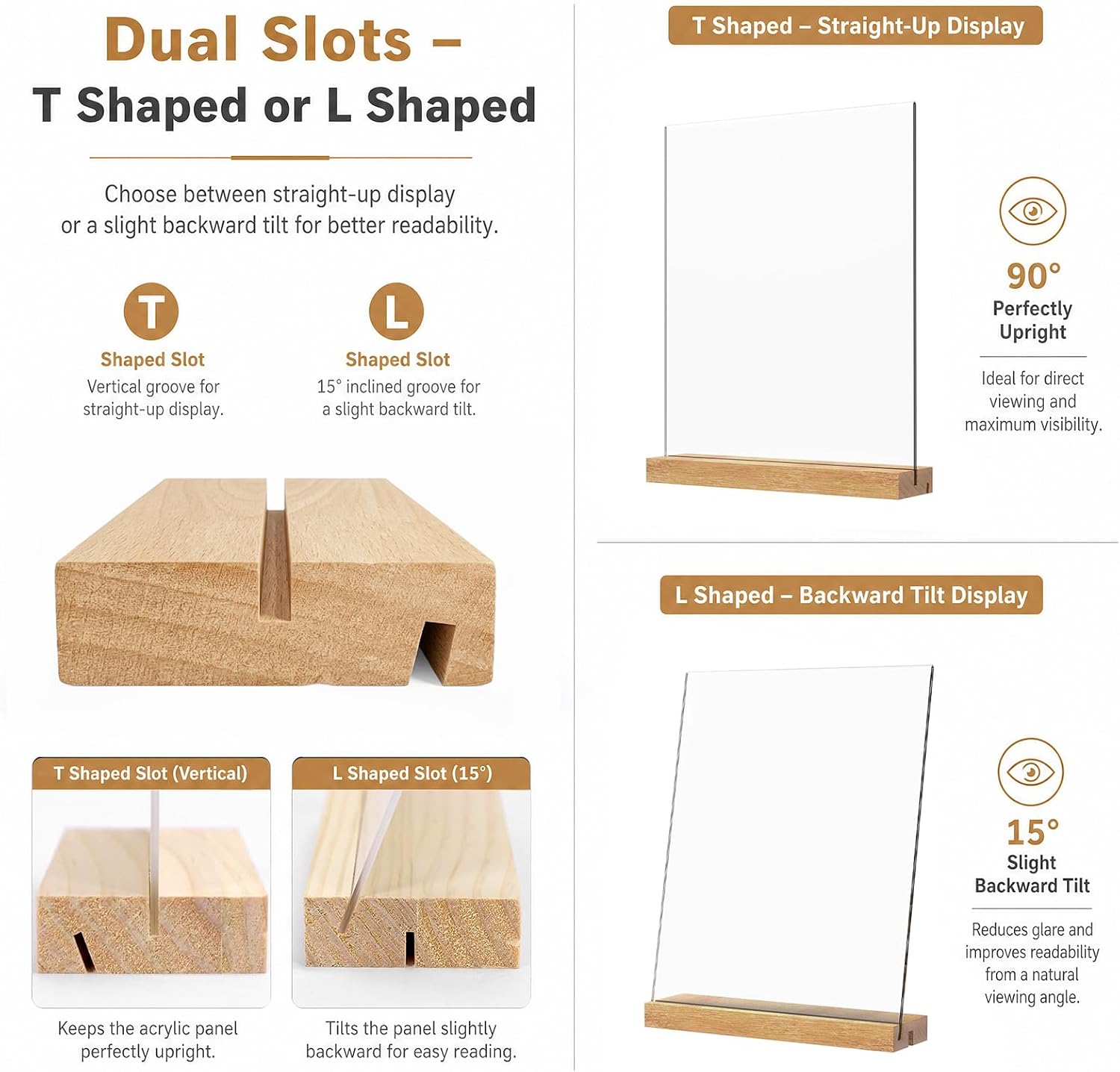 8.5×11 Acrylic Sign Holder with Wood Base (5 Pack) image 2