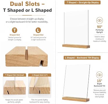 8.511 Acrylic Sign Holder with Wood Base (2 Pack)