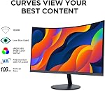 KOORUI Moniteur d'Ordinateur Courbé 24 po - Moniteur de Jeu Full HD 1080P 100Hz 1500R LCD HDMI VGA, Réglage d'Inclinaison, Confort Oculaire, Noir 24N5CA