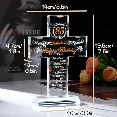 Miniatura 9 de Regalos de cruz de 70 cumpleaños para mujeres y hombres, recuerdo de cristal de pie para cumpleaños de 70 años, regalos religiosos para mamá, ideas