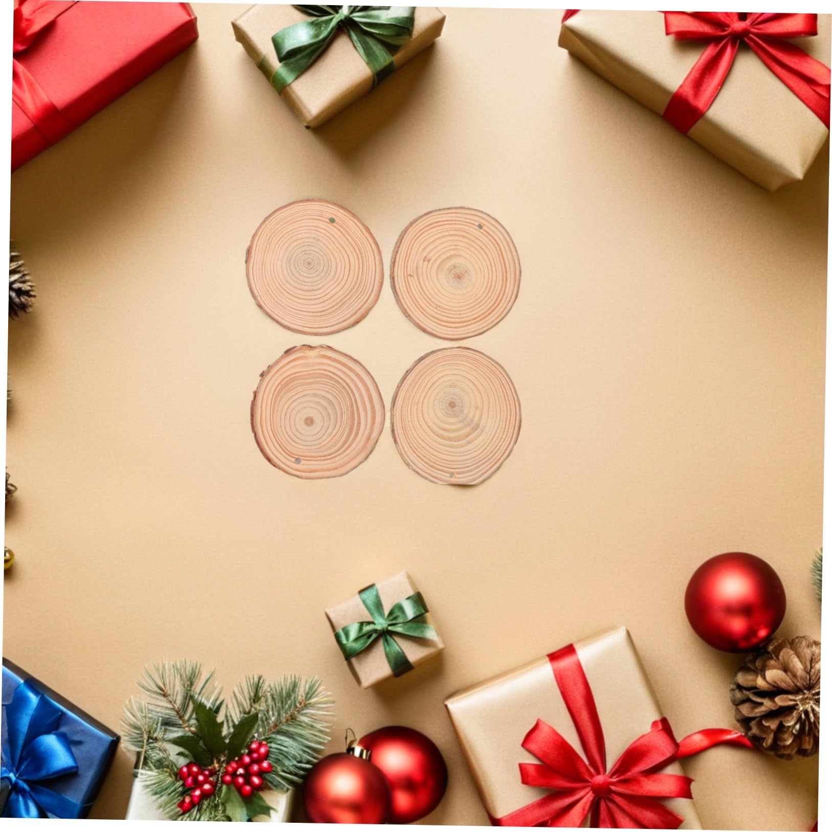 30 Stk. Teiliges Naturbelassene Kiefernholzscheiben Vielseitige Holzscheiben für DIY Basteln Handwerk Weihnachts Hochzeitsdekorationen mit Baumwoll Juteschnur