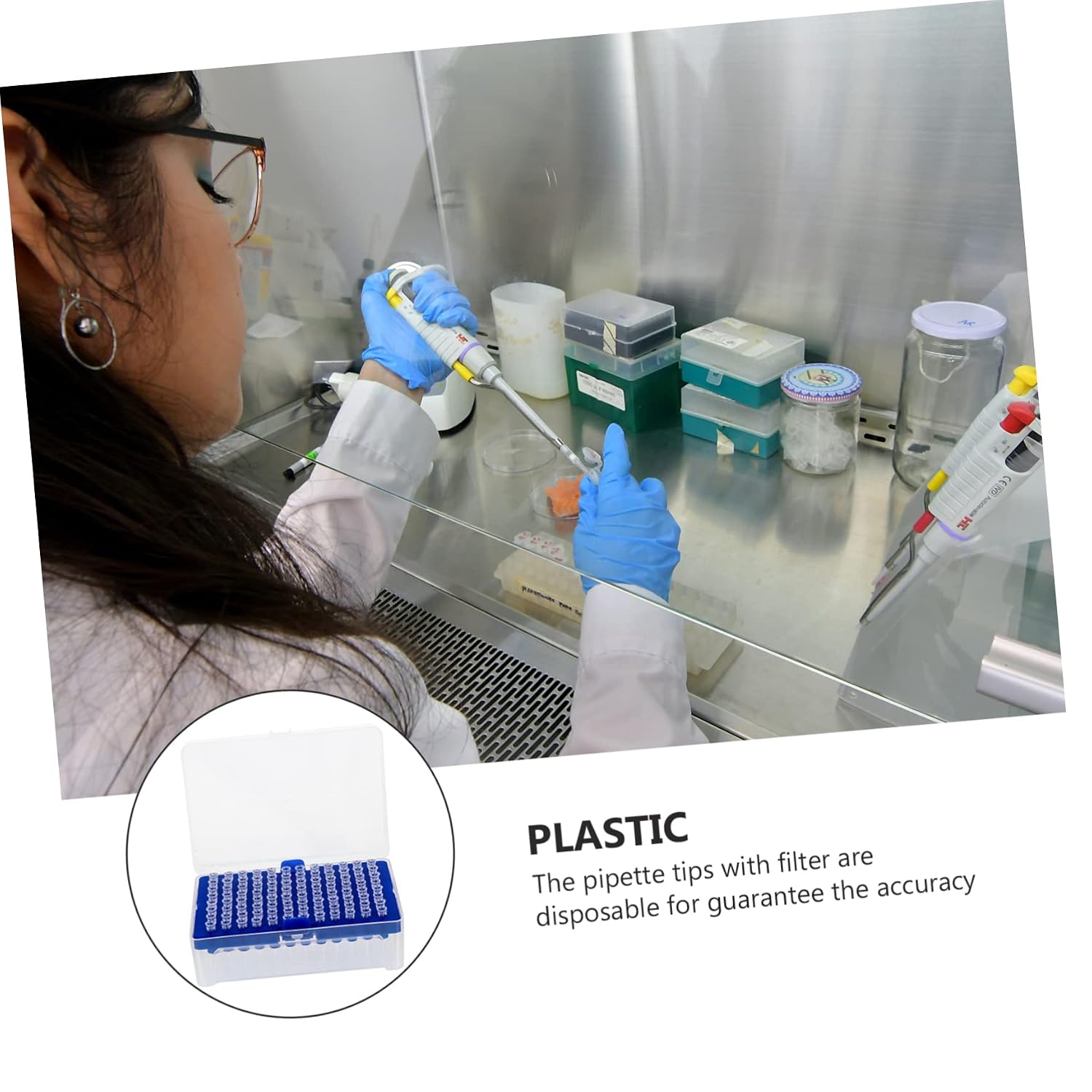Gatuida 288pcs Disposable Filter Pipette Tips Lengthened Plastic Tips for Accurate Liquid Transfer Laboratories High Transparency for Easy Observation