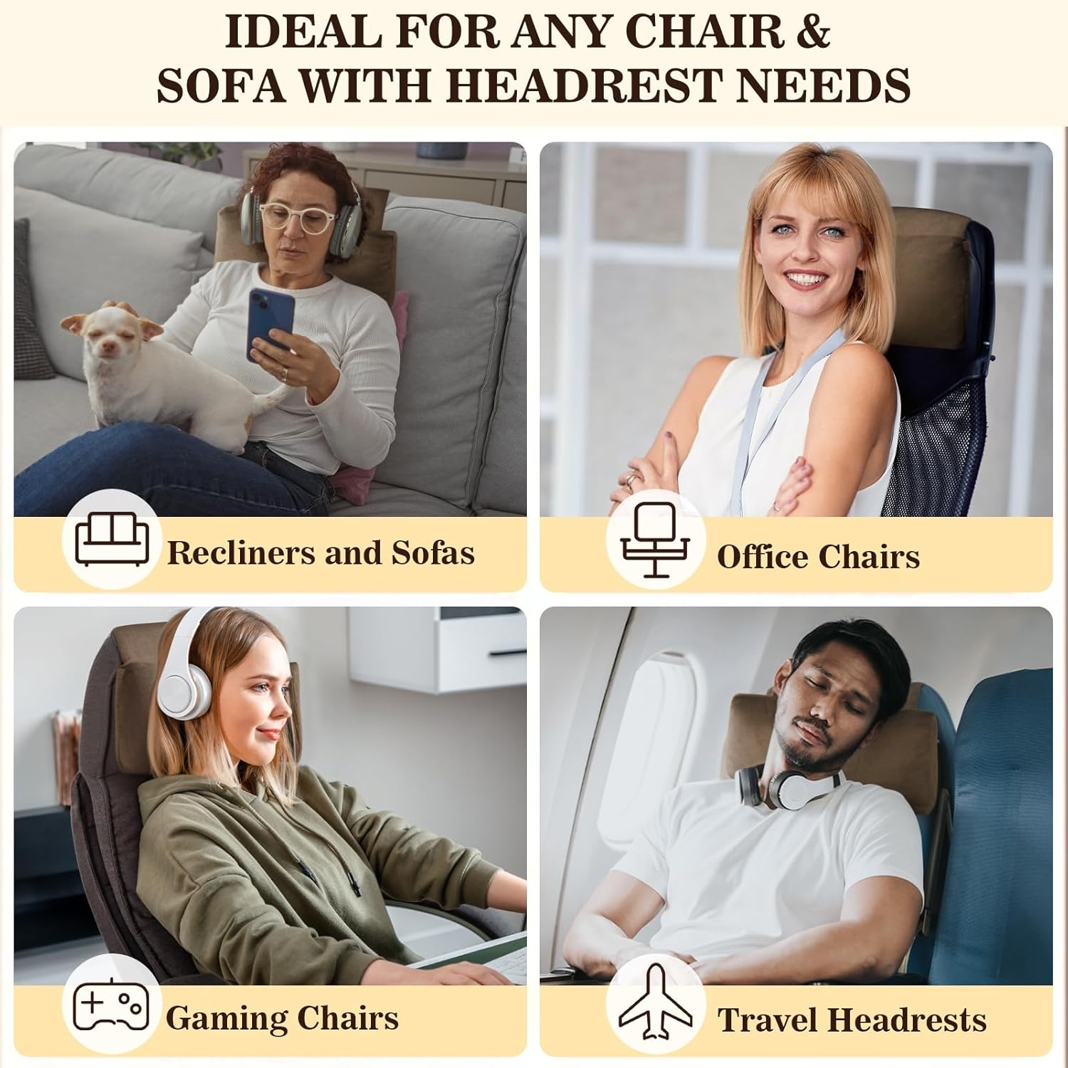 Recliner Headrest Pillow, Adjustable Comfort Neck & Head Support Pillow, Soft Velvet Non-Slip Headrest for Pain Relief & Relaxation, Ideal for Recliner, Couch, Chair, Sofa - Image 7