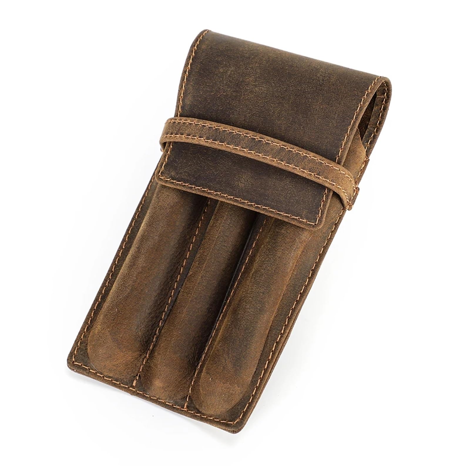 Estuche de Cuero Estuche Organizador de Cuero Hecho a Mano con 1/2/3 Ranuras for bolígrafos de Bolsillo for Adultos, Oficina, Escuela, Estilo Retro Vintage(3 Slots)