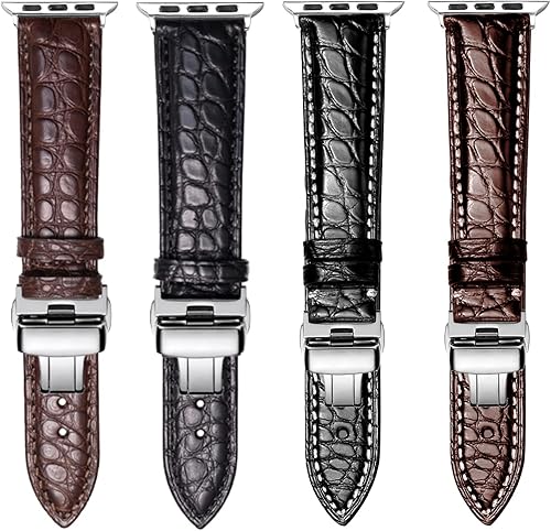 Miniatura 6 de Moran - Correas de piel de cocodrilo compatibles con Apple Watch Band de 1.696 pulgadas, 1.654 pulgadas, 1.654 pulgadas, 1.654 pulgadas, 1.654