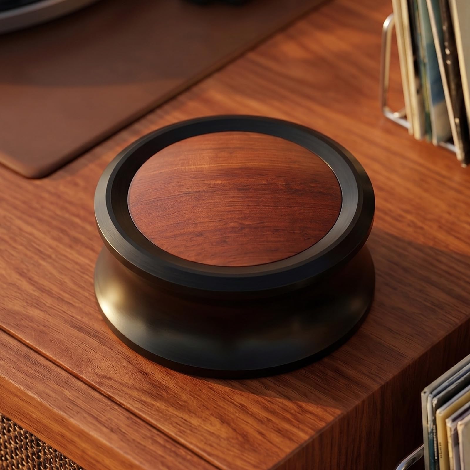 ibasenice Stabilizzatore per Piatto in Alluminio e Legno Distribuzione Uniforme della Pressione per Vinile per Feste Musicali