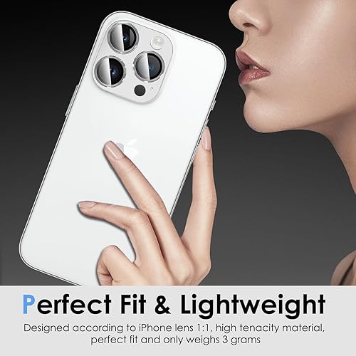 Miniatura 6 de Protector de lente de cámara para iPhone 14 Pro y iPhone 14 Pro Max, protector de lente de vidrio templado HD con anillo de metal 3D y panel pulido