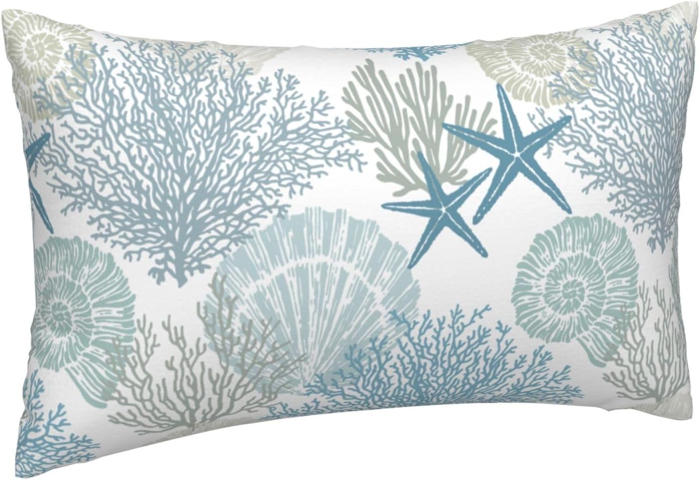 Nautical Coastal Throw Pillow Covers 12x20 Set of 2, Beach Themed Ocean Seashell Coral Starfish Couch Lumbar Pillow Cover Outdoor Sofa Cushion Cover for Bedroom Living Room - Image 7